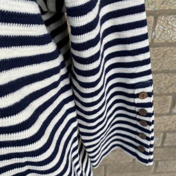 J.Jill Navy & Cream Nautical Striped lightweight Cotton Knit Sweater Small - Picture 4 of 7